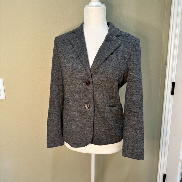 ANTHROPOLOGIE Cartonnier Grey Fitted Blazer Lined - size 8 - Picture 2 of 9